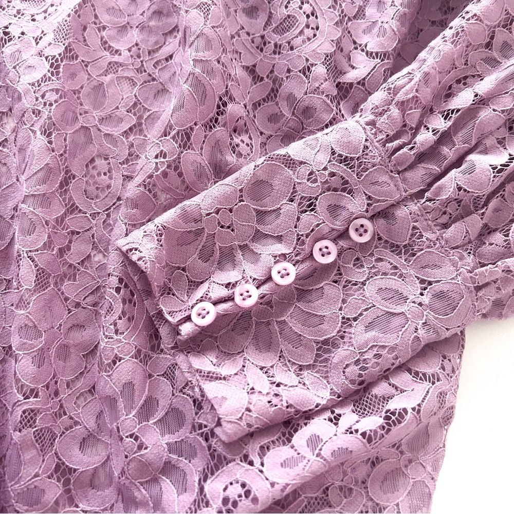 Free People Out West Lace Blouse NWT Lilac Sheer Button Front Top S - Picture 15 of 17